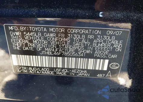 2008 Lexus Ls 460 z USA, uszkodzony, nr VIN JTHBL46F785056341